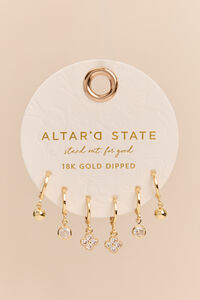 18K Gold Clover Mini Hoop Set Detail 2 - Altar'd State