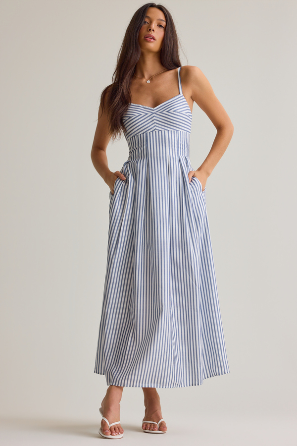 navy and cream maxi dress Watercolors Floral Maxi Dress