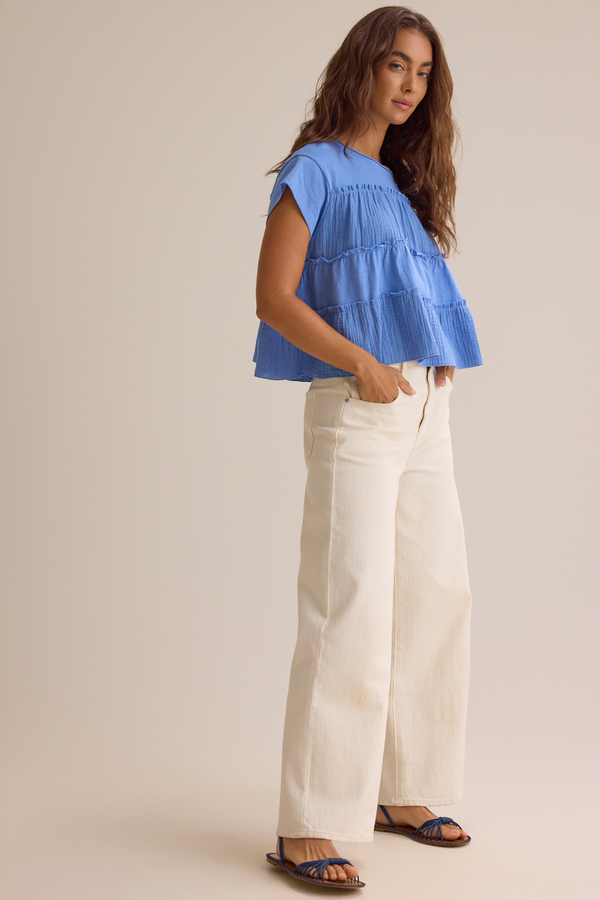 Nicole Ruffle Top in Blue | Altar'd State