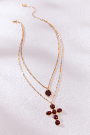 Merlot Cross Necklace - Altar'd State - 