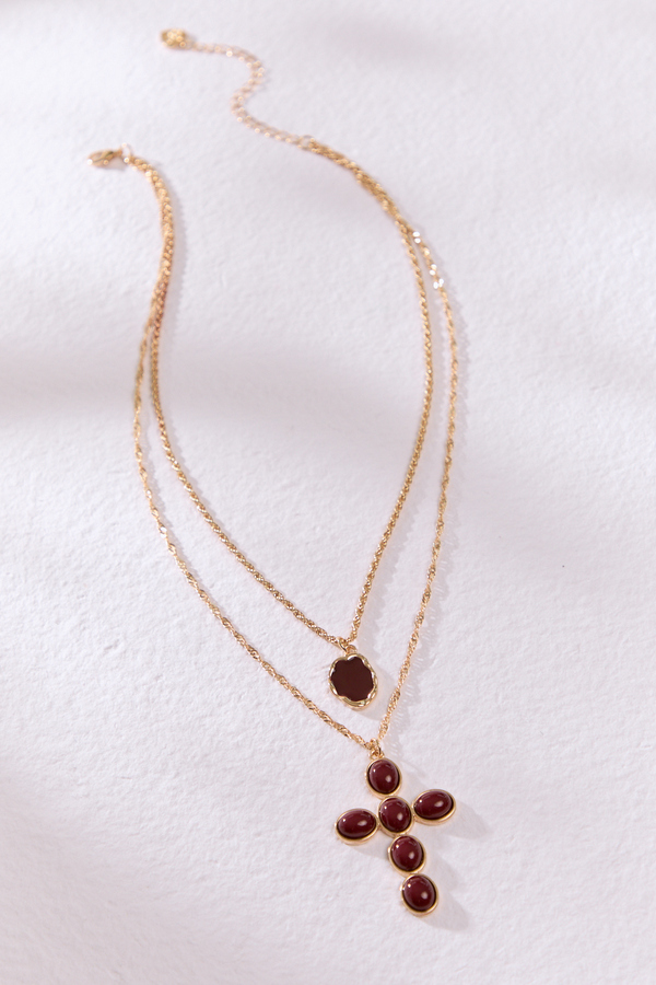 Merlot Cross Necklace Detail 3 - Altar'd State