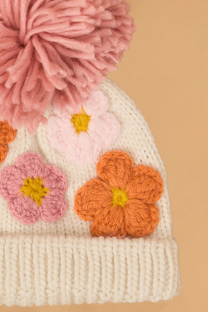 Floral Chunky Pom Beanie - Altar'd State - 