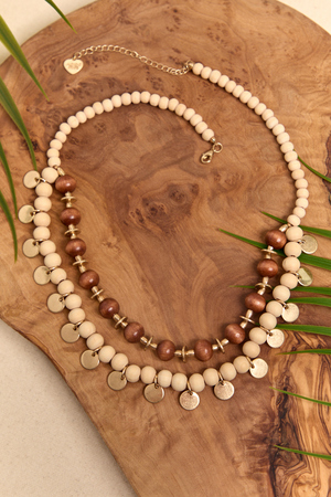 Hazel Beaded Coin Necklace - Altar'd State - 