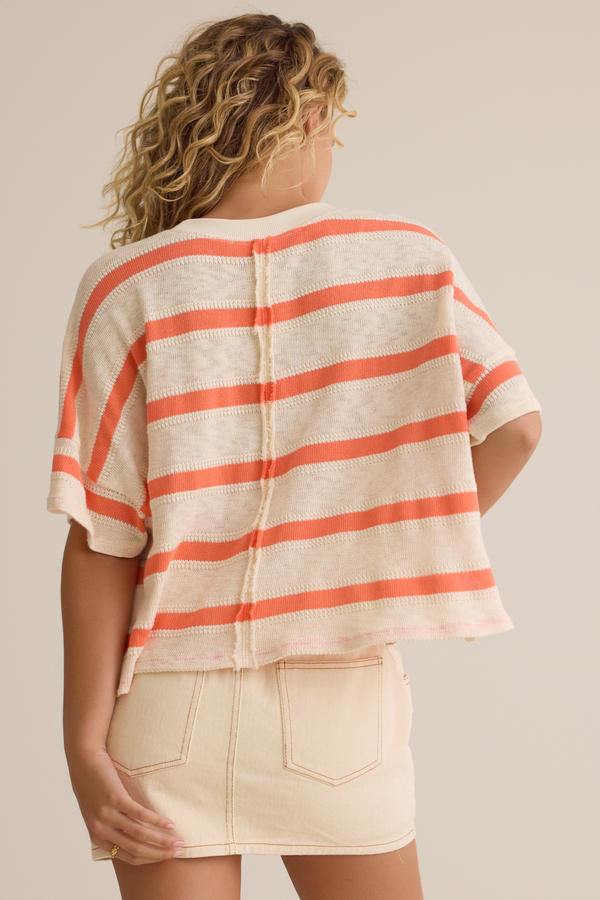 Clara Stripe Boxy Top Detail 4 - Altar'd State