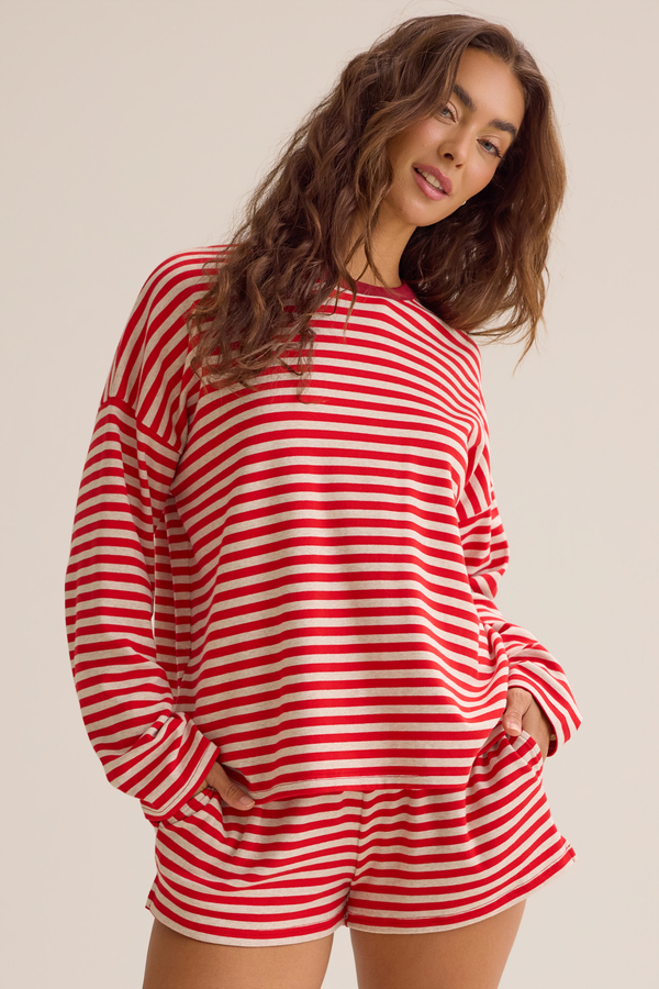 Reese Stripe Lounge Top Detail 2 - Altar'd State