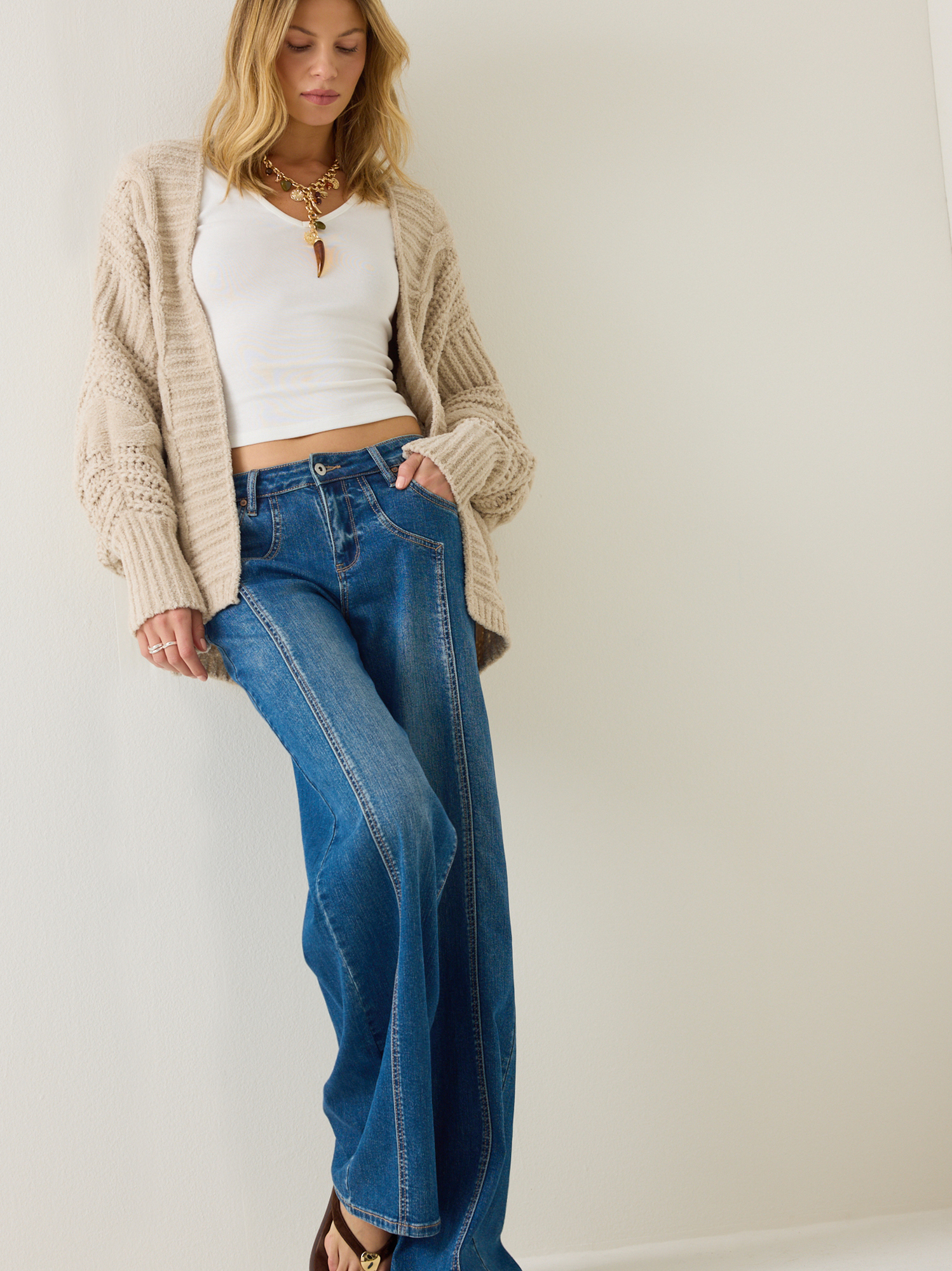 Luna Open Front Cardigan in Taupe | Altar'd State