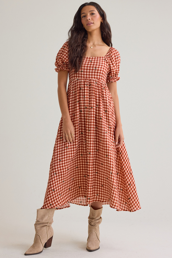 Clementine Gingham Mama Dress Detail 4 - Altar'd State