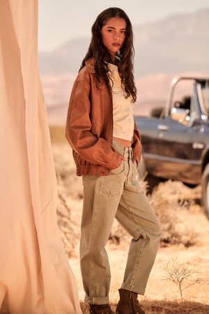 Maria Leather Bomber Jacket - Altar'd State - 