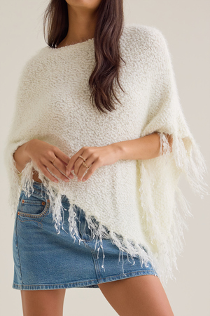 Shyla Eyelash Fringe Hem Poncho - Altar'd State - 