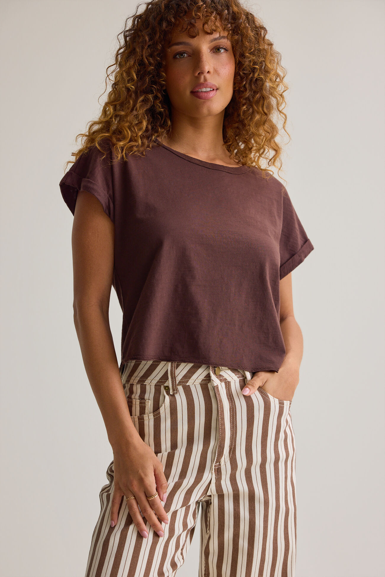 Demi Slub Roll Sleeve Tee