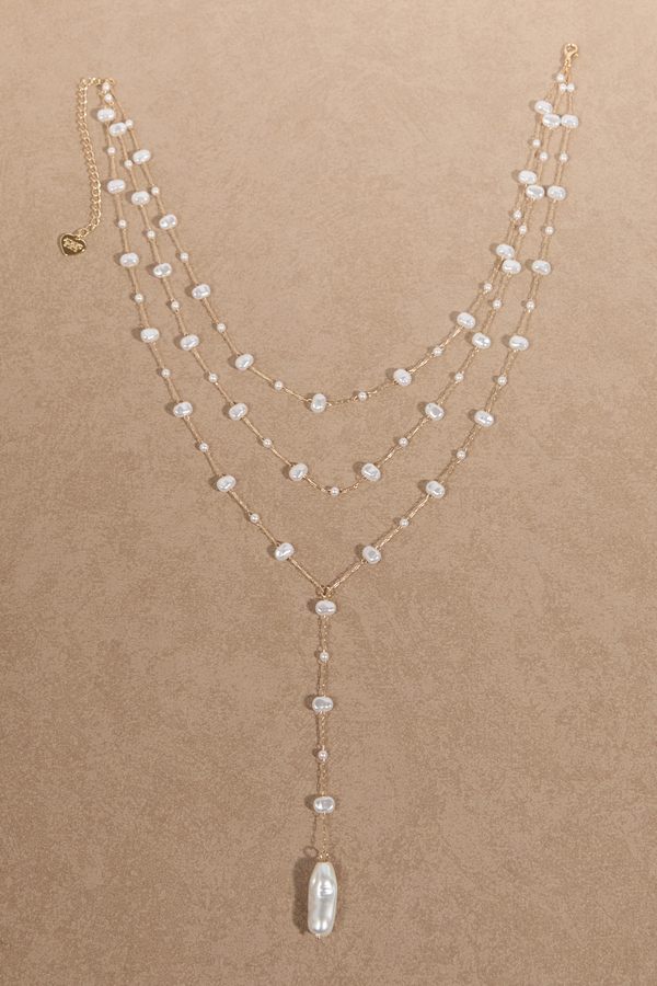 Layered Pearl Lariat Necklace Detail 3 - Altar'd State