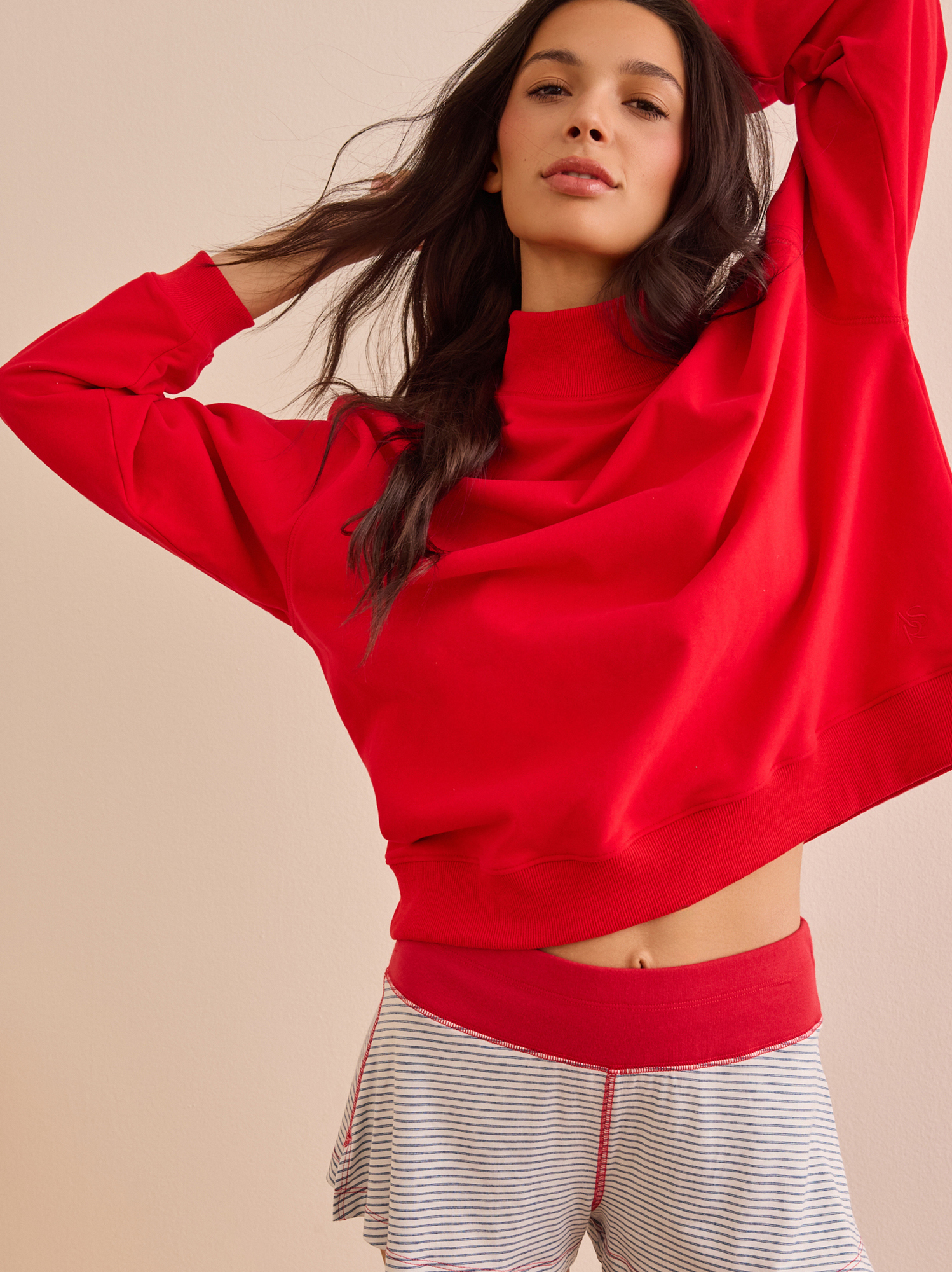 Precision Mock Neck Sweatshirt in Red I AS Revival