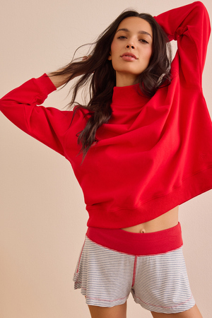 Precision Mock Neck Sweatshirt in Red I AS Revival