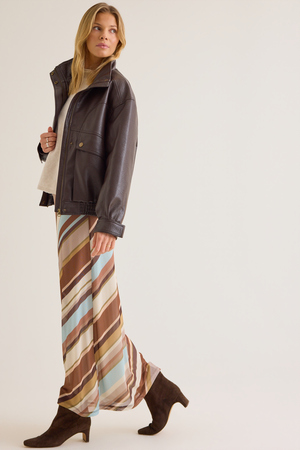 Mona Leather Bomber Jacket - Altar'd State - 