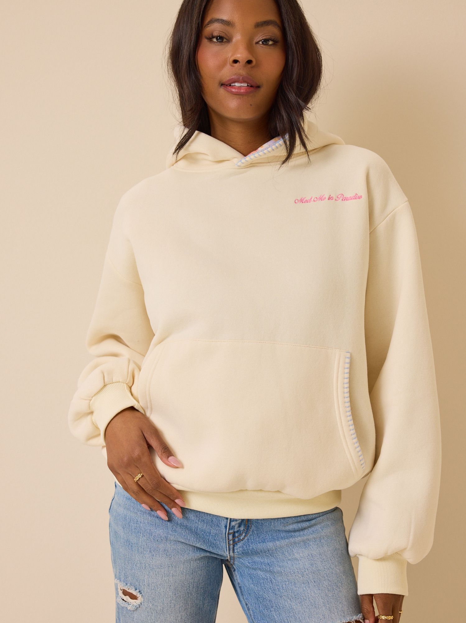 Meet Me In Paradise Hoodie in Ivory | Altar'd State