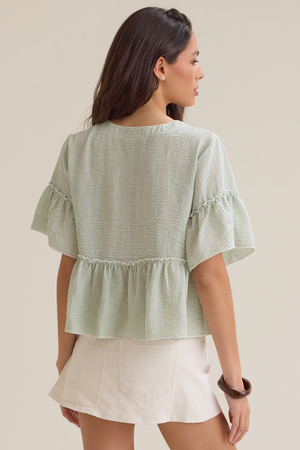 Calista Stripe Peplum Top - Altar'd State - 