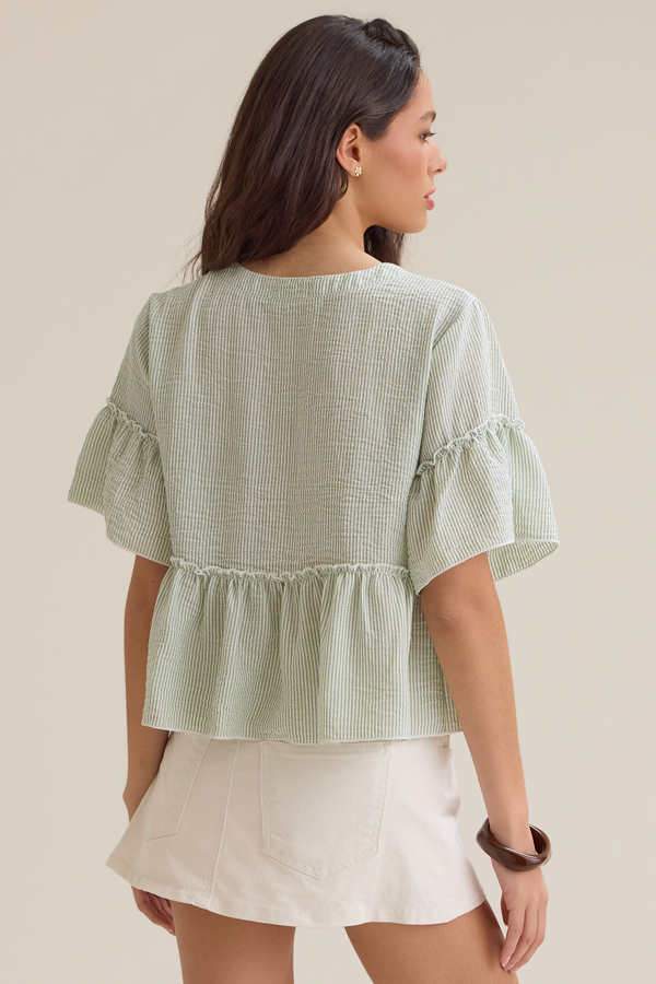 Calista Stripe Peplum Top Detail 5 - Altar'd State