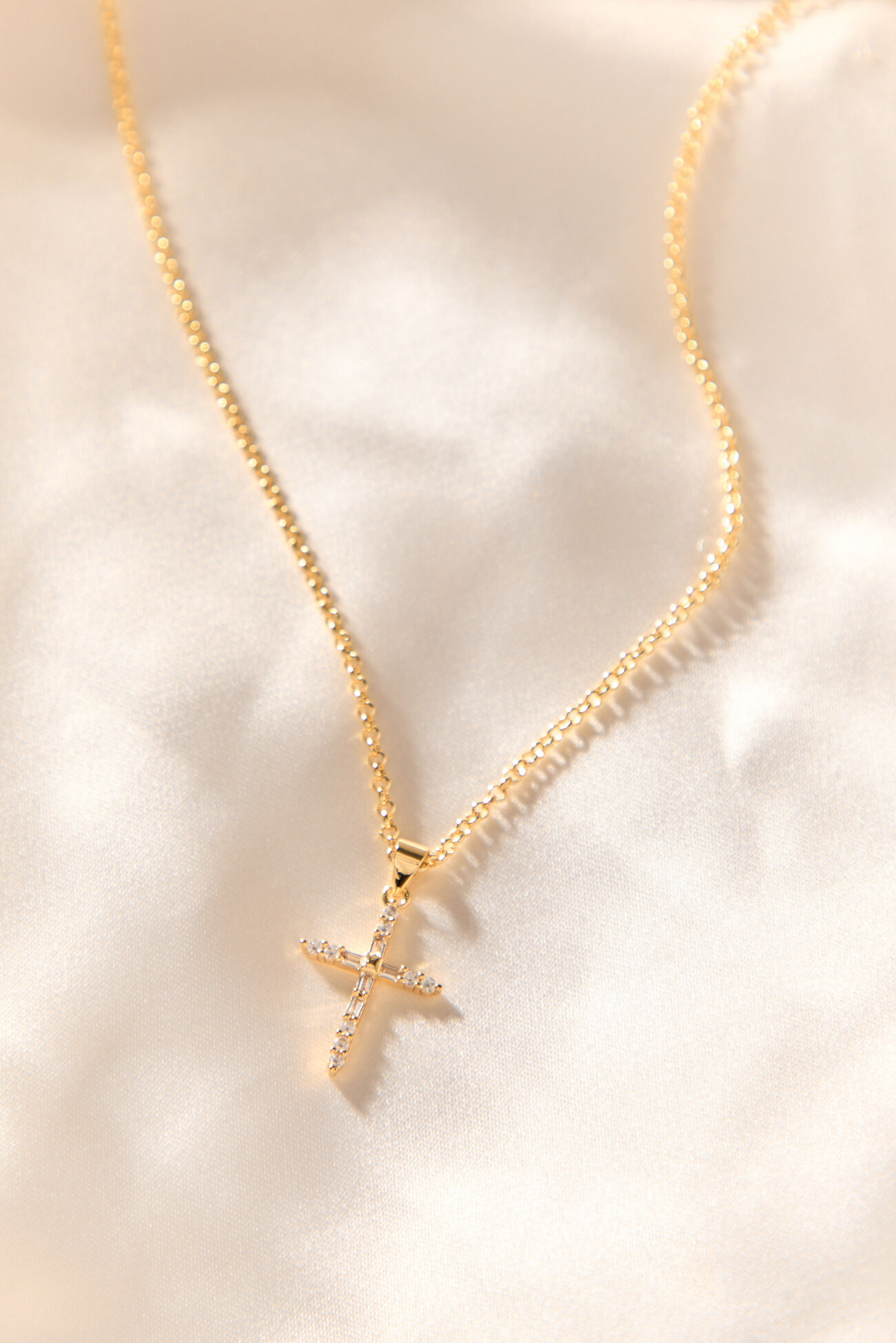 Waterproof Cross Baguette Necklace