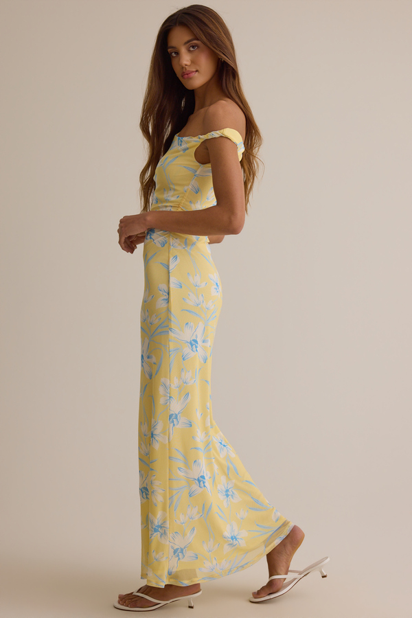 Zari Floral Ruched Maxi Dress Detail 3 - Altar'd State