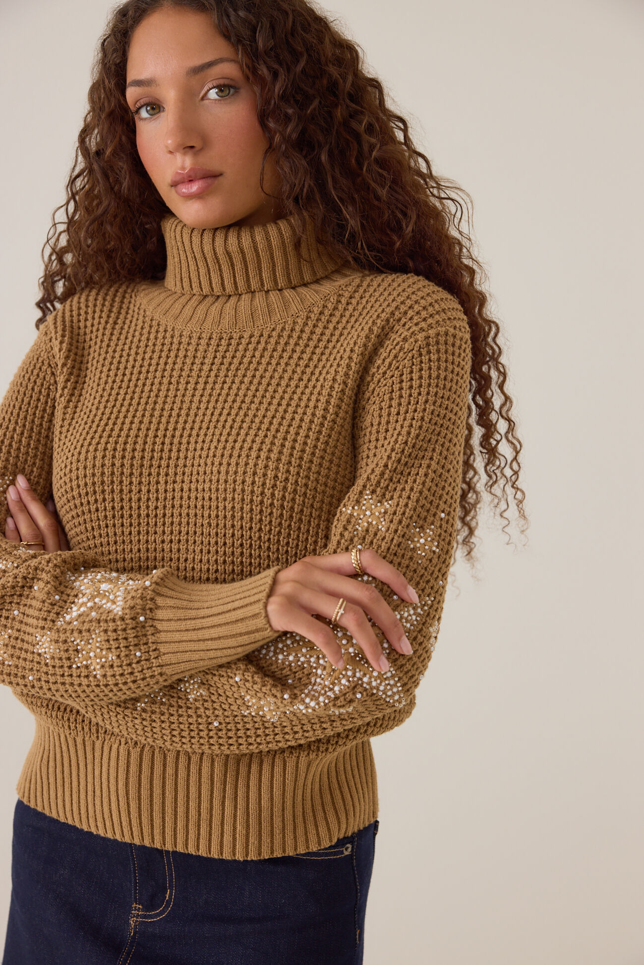 Sedona Star Sleeve Turtle Neck Sweater