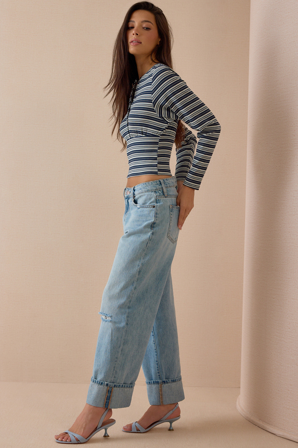Lisa Striped Snap Cardigan Detail 4 - Altar'd State