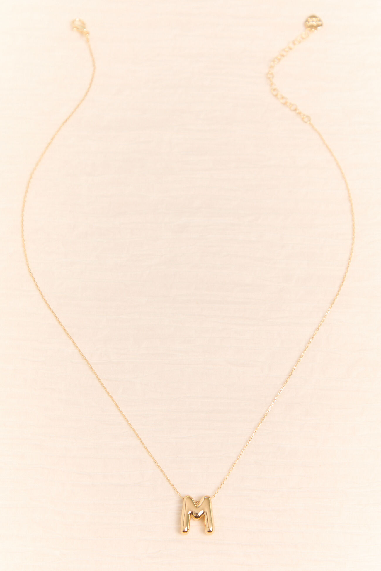 18k Gold M Bubble Monogram Necklace