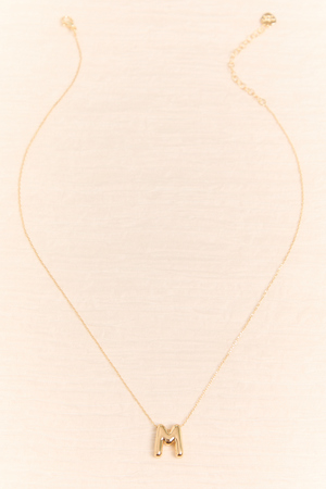 18k Gold M Bubble Monogram Necklace - Altar'd State - 