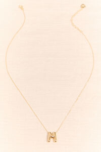 18k Gold M Bubble Monogram Necklace Detail 2 - Altar'd State