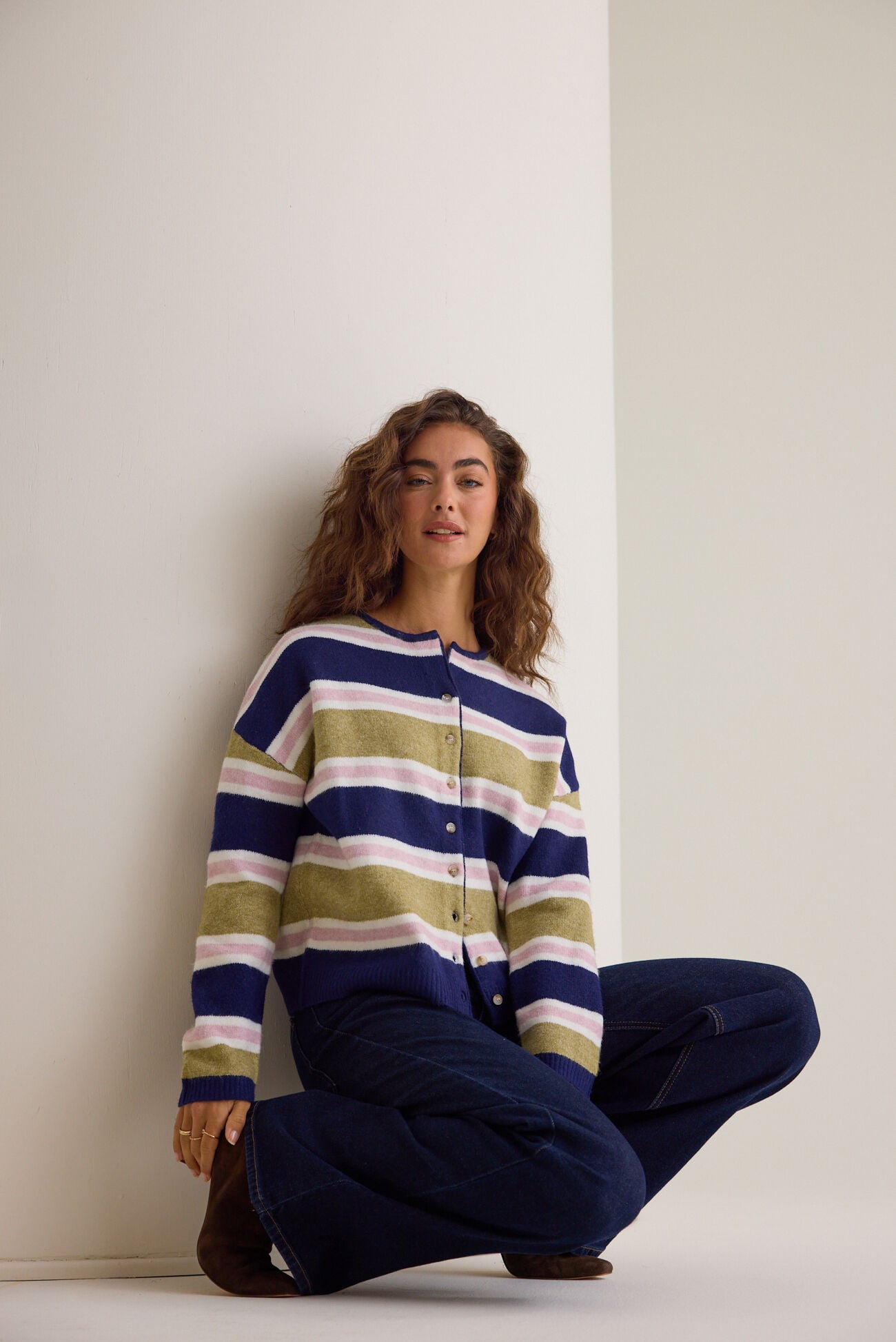 Toni Multi Stripe Button Cardigan