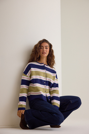 Toni Multi Stripe Button Cardigan - Altar'd State - 