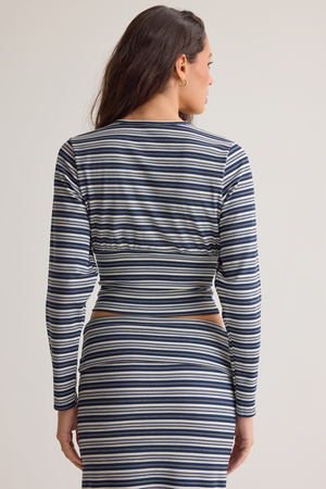 Lisa Striped Snap Cardigan - Altar'd State - 