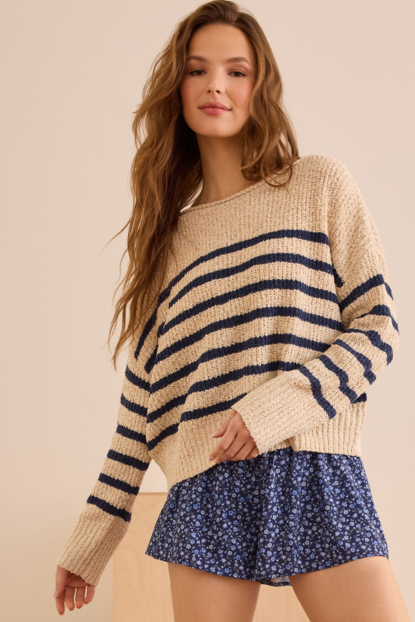 Easygoing Striped Pullover Detail 2 - Altar'd State