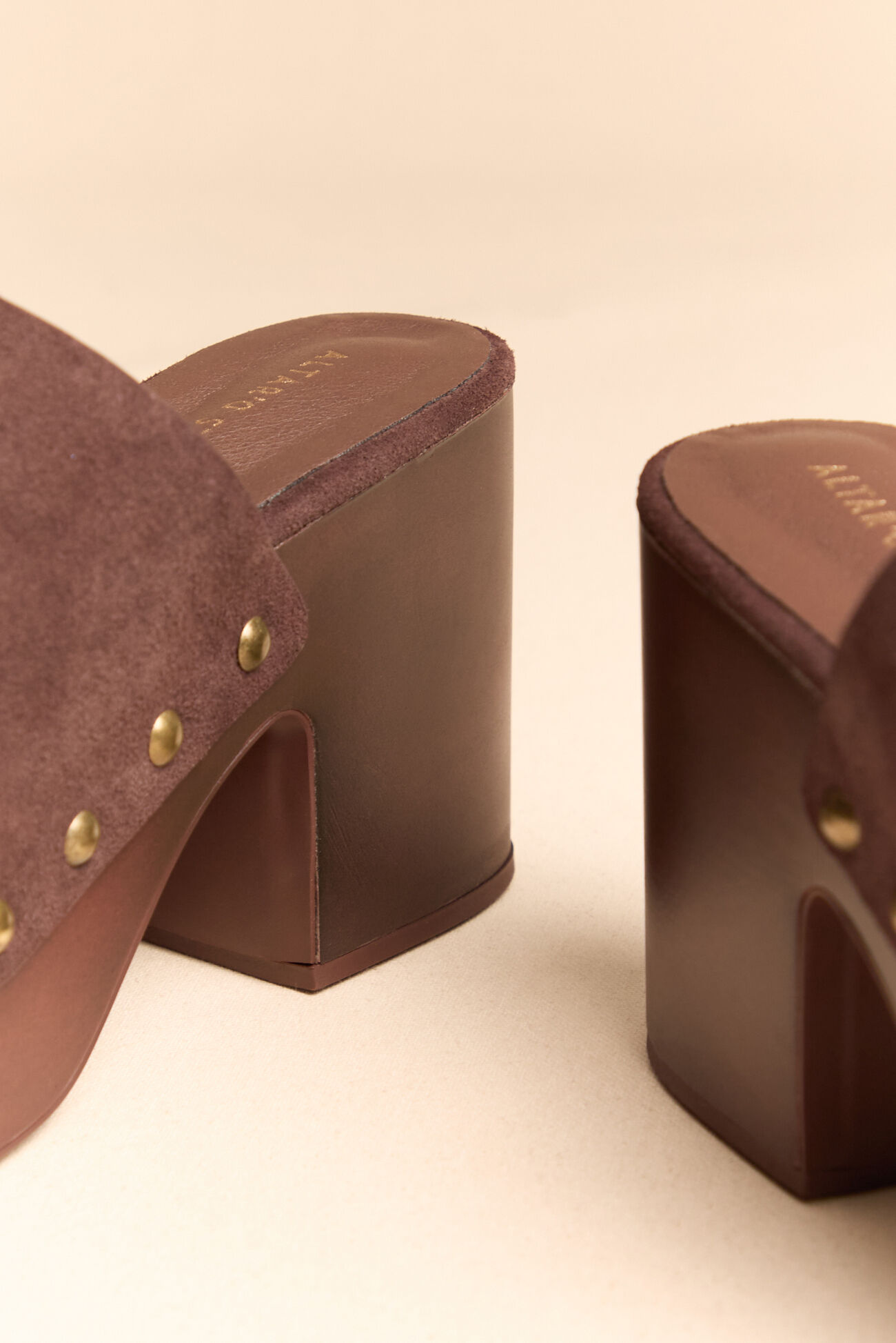 Hayden Suede Grommet Wood Heel