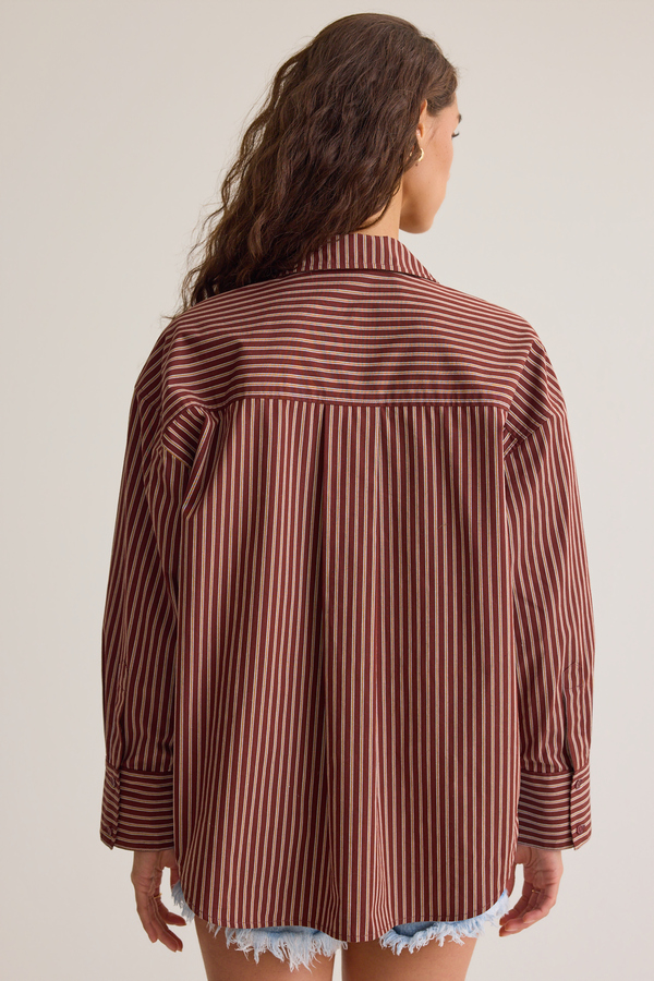 Brandi Striped Button Down Top Detail 5 - Altar'd State