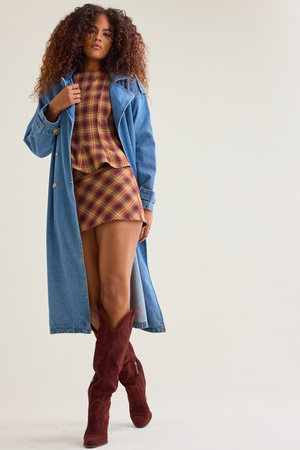 Lizzie Plaid Peplum Top Set - Altar'd State
