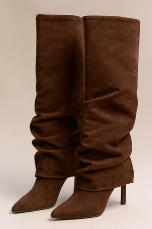 Avery Foldover Suede Stiletto Boots - Altar'd State