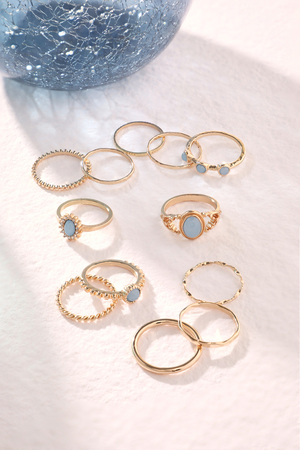 Blue Patchwork Ring Set - Altar'd State