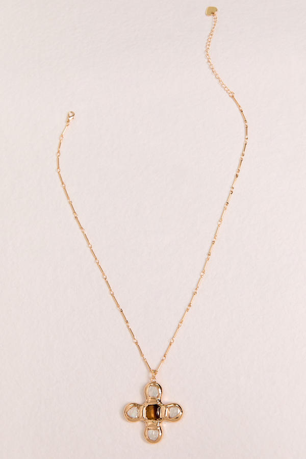 Brown Cross Pendant Necklace Detail 2 - Altar'd State