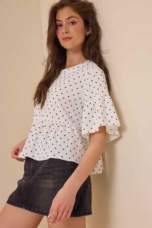 Liora Polka Dot Ruffle Top - Altar'd State - 