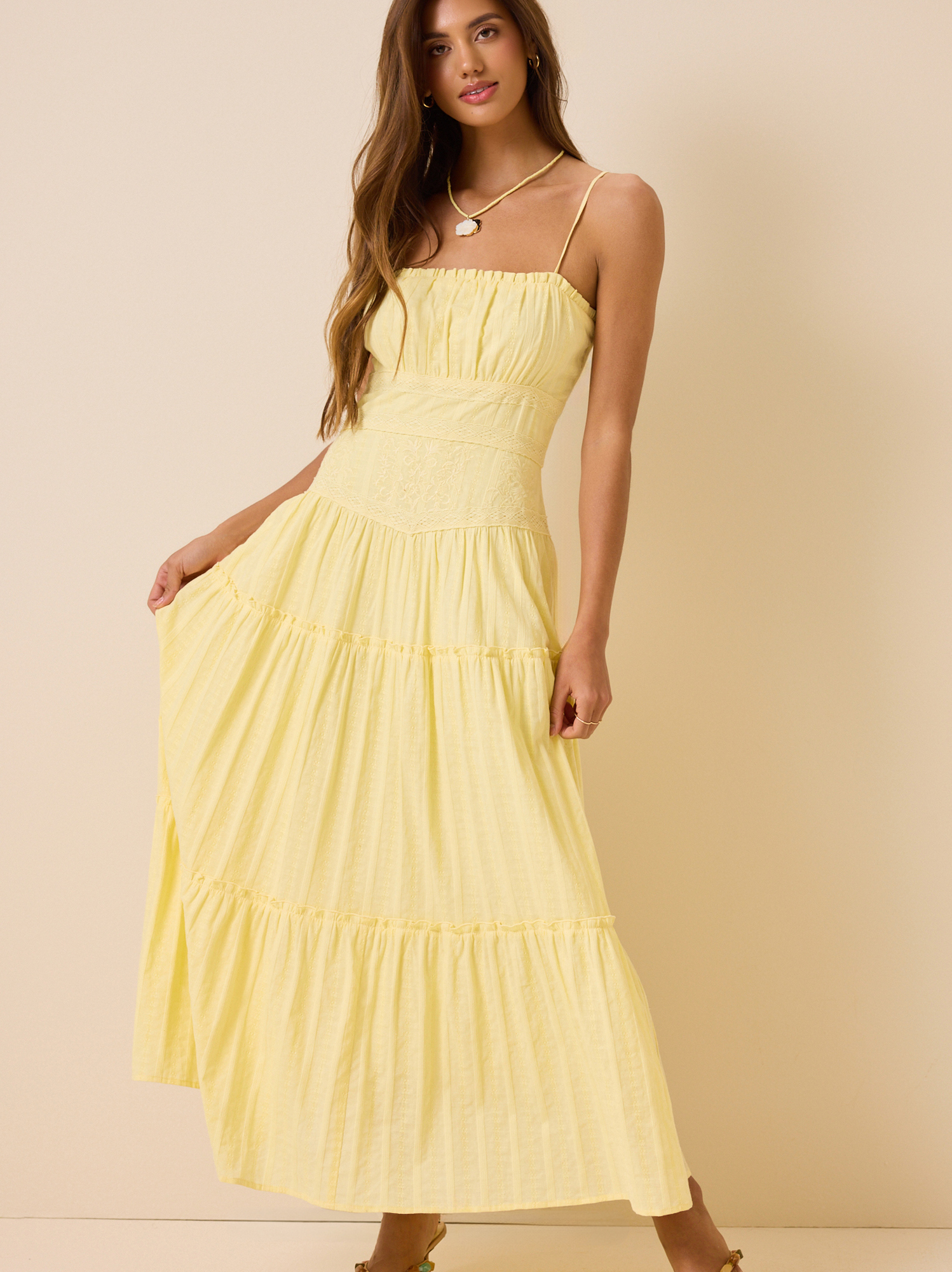 pale yellow maxi dress Azazie Dresses A-Line Wedding Guest Formal Dresses Strapless With its chic halter neckline Dalia Maxi Dress, in Pale