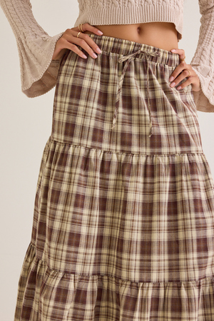 Dorthea Plaid Maxi Skirt - Altar'd State - 