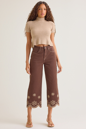 Natalee Embroidered Eyelet Jeans - Altar'd State - 