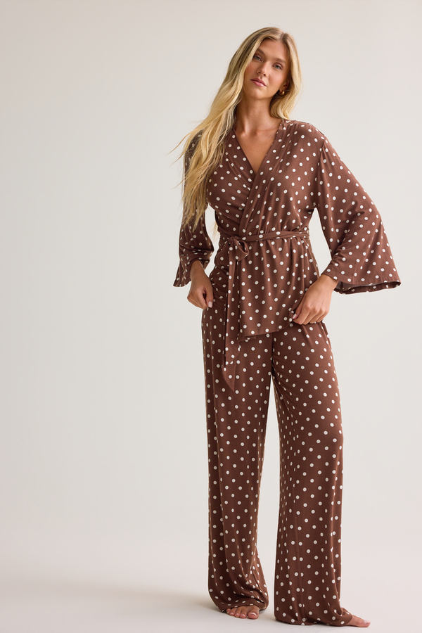 Charlotte Polka Dot Lounge Kimono Detail 2 - Altar'd State