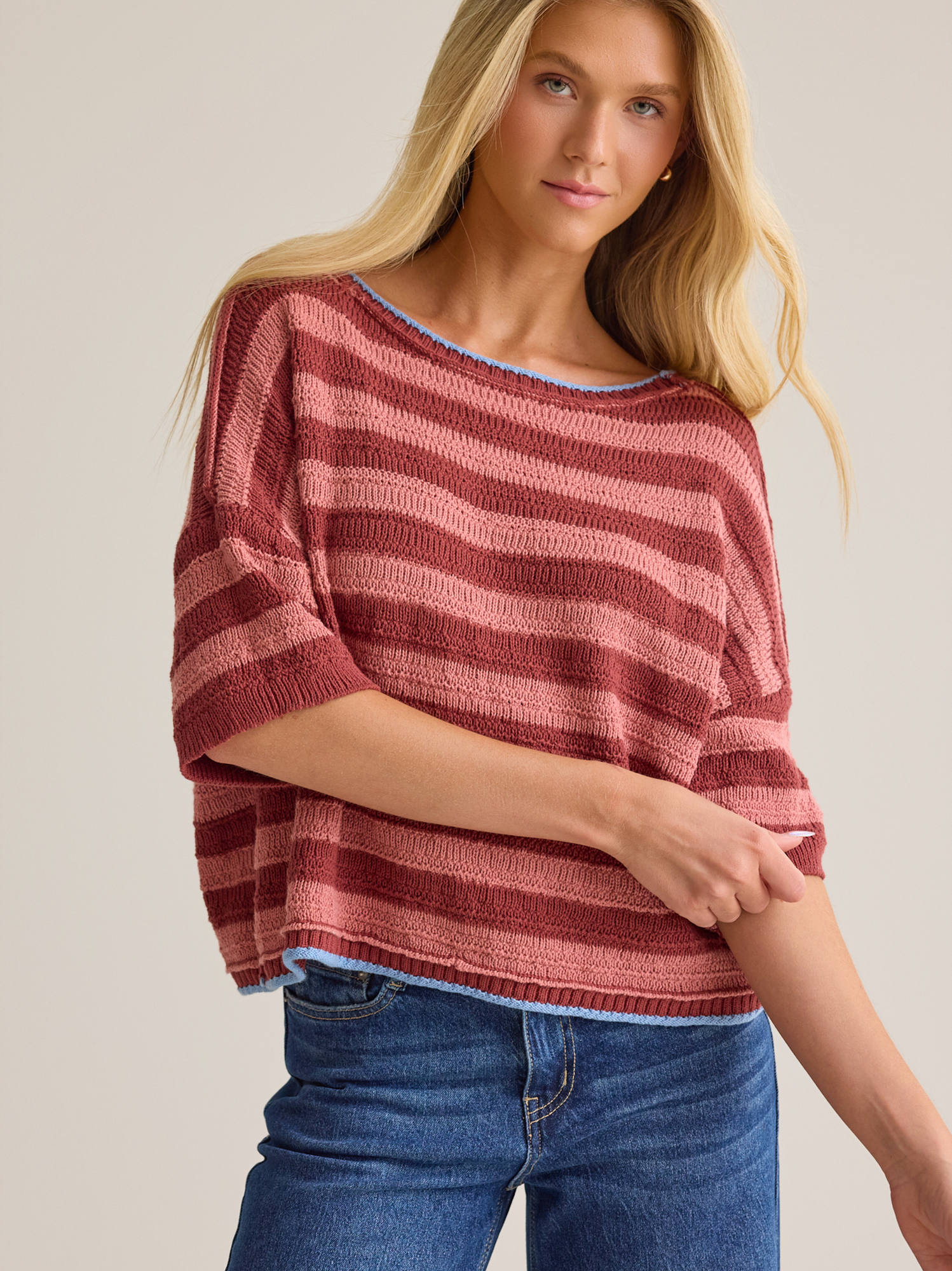 Azlyn Multi Stripe Sweater Tee in Spice Multi | Altar'd State