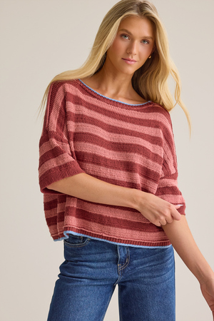 Azlyn Multi Stripe Sweater Tee - Altar'd State - 