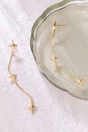 18K Gold Starburst Linear Dangle Earrings - Altar'd State - 