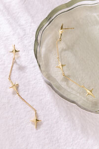 18K Gold Starburst Linear Dangle Earrings Detail 2 - Altar'd State
