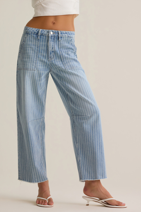 Masyn Striped Barrel Pant Detail 3 - Altar'd State