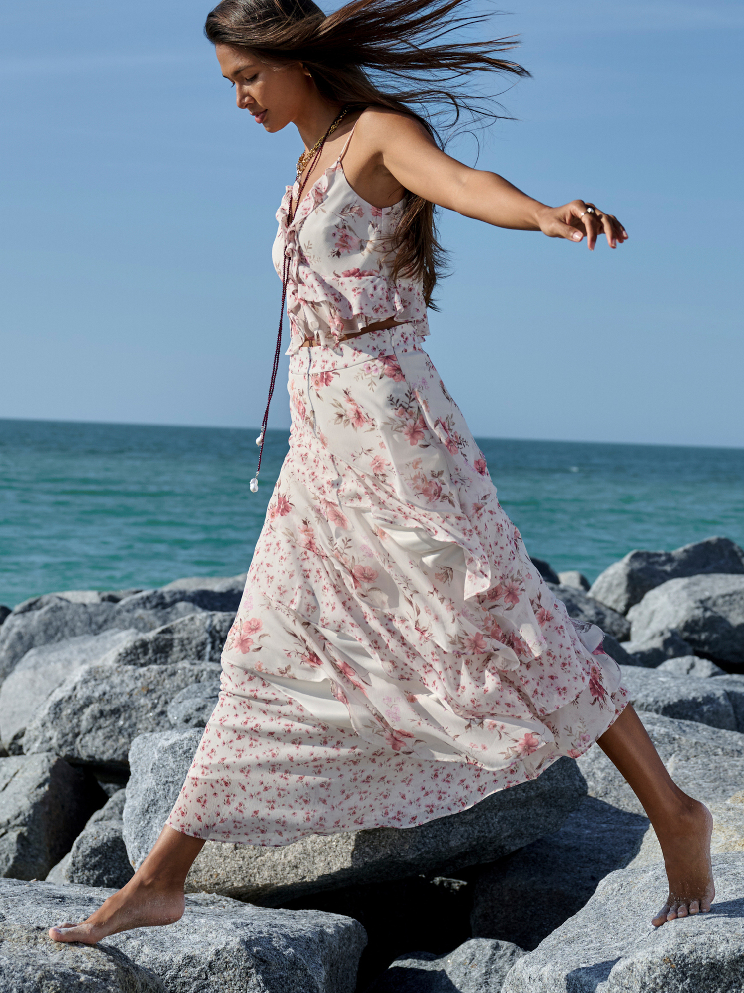 Alondra Mixed Floral Tank in Ivory Multi | Altar'd State