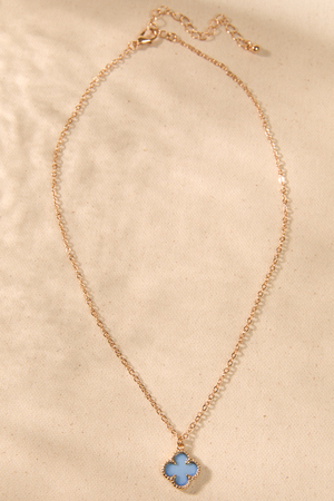 14K Gold Blue Clover Charm Necklace - Altar'd State - 